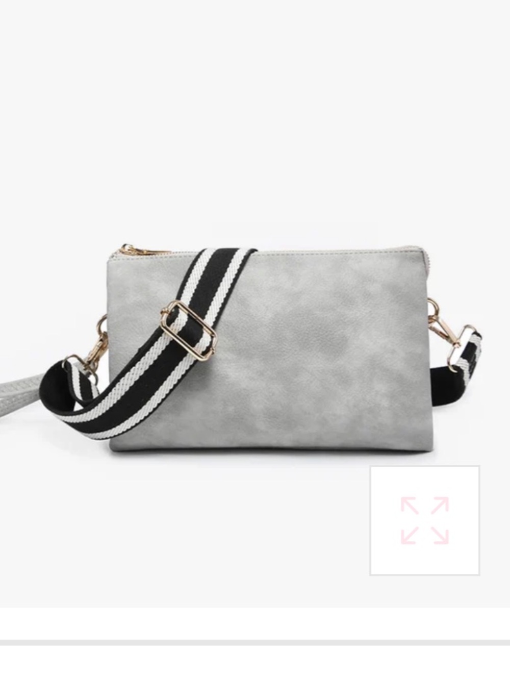 Jen & Co - Izzy Crossbody bag. Light grey. Vegan. Purse. NEW NWT
